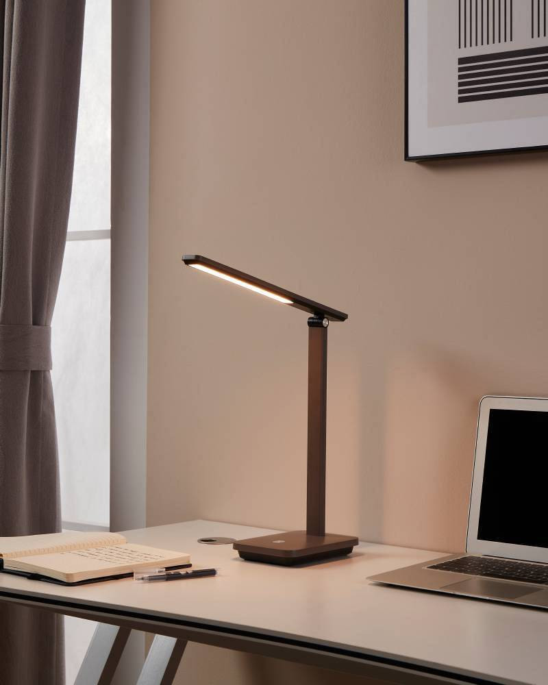 Eglo LED bureaulamp modern zwart of bruin met dimfunctie en touchbediening