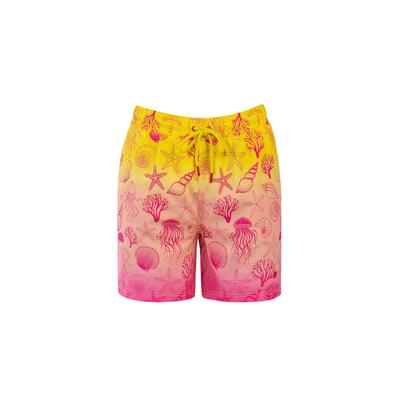 Badeshorts FROZEN CAPE "Frozen Cape Badehose FALCAO", Herren, Gr. L, gelb pink, Casual, Badehosen Badeshorts, mit Unterhose aus Mesh