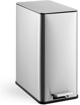 YUN Slim Trash Can, Soft Close Lid, Removable Inner Bucket, Narrow Recycling Bin for Bathroom, Office