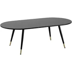 COUCHTISCH oval in Marmor-Optik – mit Metallgestell im modernen Design, Schwarz 120x60x42 cm