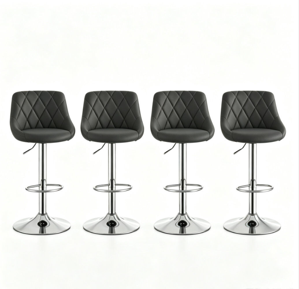 WOLTU Swivel Upholstered Faux Leather Adjustable Height Bar Stool Black 4