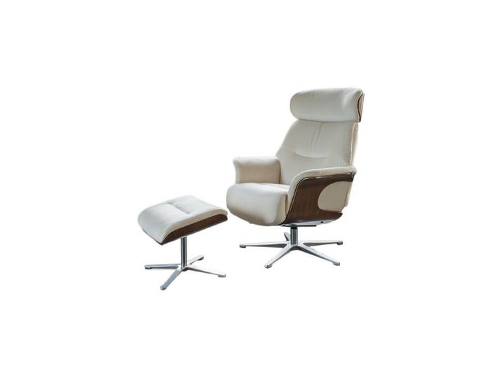 KAWOLA Relaxsessel TOSAR Velvet cremeweiß - Drehbare Entspannung - Komfort, Sessel mit Hocker & verstellbarer Kopfstütze für pure Entspannung!