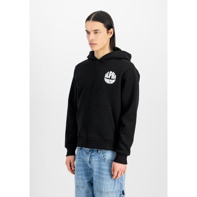 Hoodie ALPHA INDUSTRIES "Logo Hoodie Backprint", Herren, Gr. XL, schwarz, Obermaterial: 80% Baumwolle, 20% Polyester, regular fit, Sweatshirts Hoodie