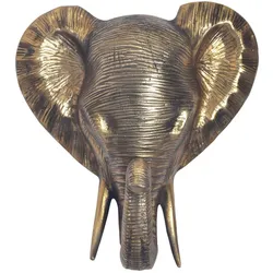 WOHNLING WL7.190 Wanddeko Elefant Aluminium Gold 41 cm