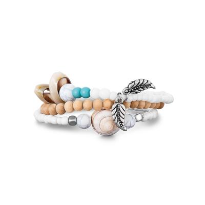 Armband STEUER "Set aus 3 Strech-Armbändern mit Muschelzierde", beige (champagner), Armbänder, Damen, 19cm, Metall, Armband