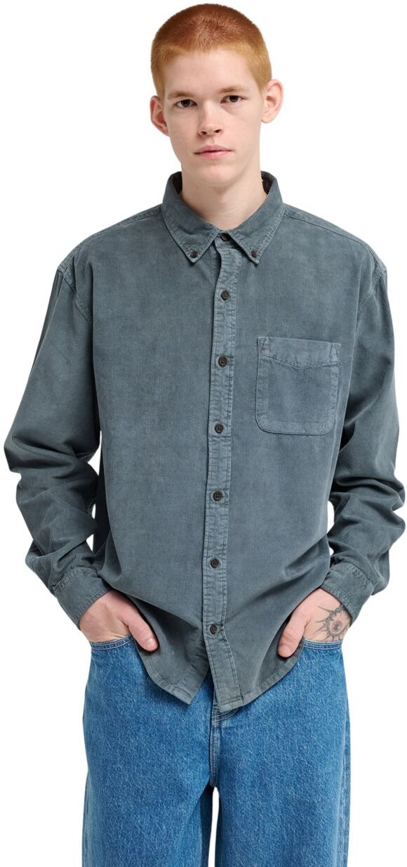 Langarmhemd ELEMENT "Button Down Regular Corduroy", Herren, Gr. S, schwarz slate, Obermaterial: 100% Baumwolle., Hemden Langarmhemd