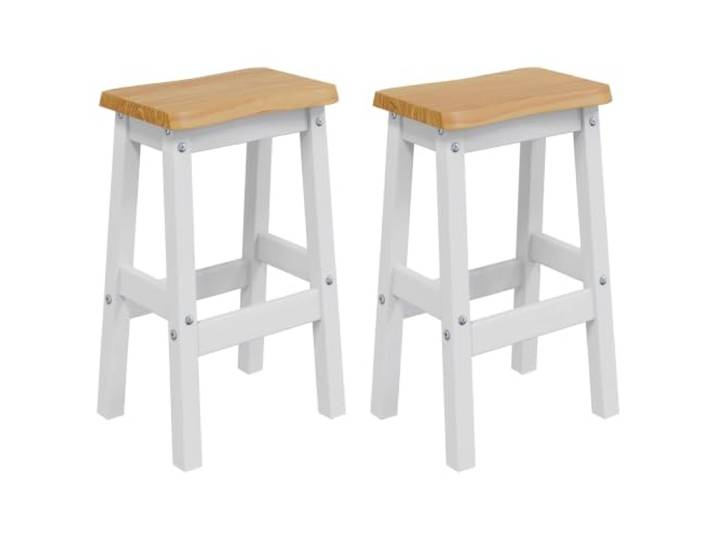 HGPOTUY Hoher Barhocker EKAI 2 Pack Weiß 40 x 29 x 63 cm Massives Kiefernholz, Live-Edge-Oberfläche, hohe Rückenlehne, Fußstütze, einfache Montage, feucht abwischbar
