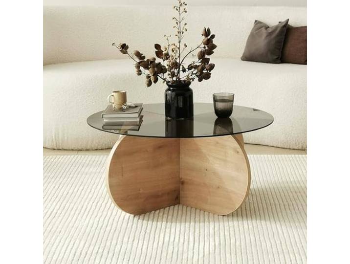 Dmora - Wohnzimmertisch Gliese, Niedriger Wohnzimmertisch, Kaffeeregal, Couchtisch für Sofa, 75x75h35 cm, Eiche