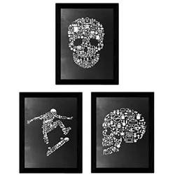POSTER Set Mit 3 Schwarz-Weiß Set – Schädel A4 Rahmenlos
