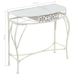 vidaXL Beistelltisch Französischer Stil Metall 82x39x76 cm : Farbe - Weiss
