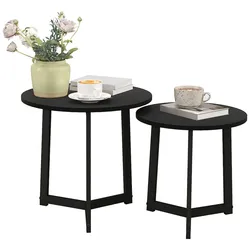 HOMCOM - Couchtisch Set - Ø48 x 45H cm - schwarz