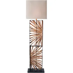 SalesFever Stehleuchte | Gestell Treibholz / Schirm Leinen | B 40 x T 20 x H 165 cm | Natur – Beige