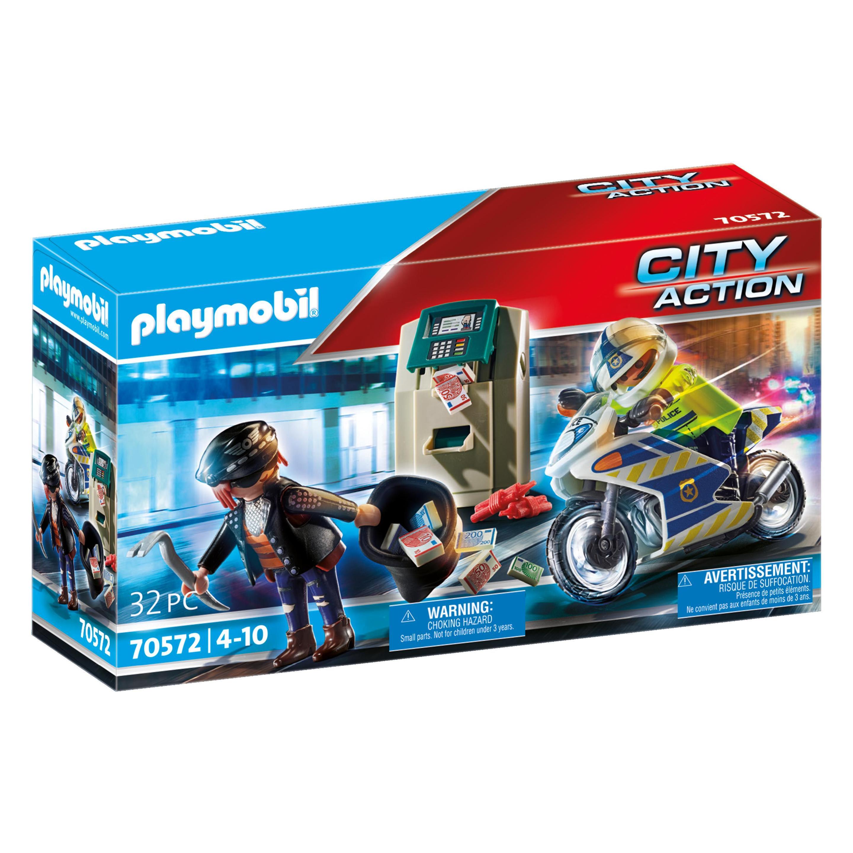Playmobil Polizei-Motorrad: Verfolgung des Geldräubers (70572, Playmobil City Life) (70572)