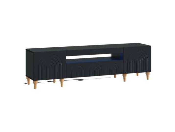 GKHPYURE TV-Schrank mit LED-Beleuchtung, Schwarz Flexible LED-Beleuchtung, 90° umkehrbare Anschlüsse, mehrere Fächer, geradliniges Design, einfache Reinigung mit feuchtem
