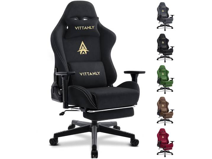 Vittanly chaise de jeu chaise de bureau respirante en tissu de haute qualité nouvelle chaise de bureau réglable et rotative avec repose-pieds