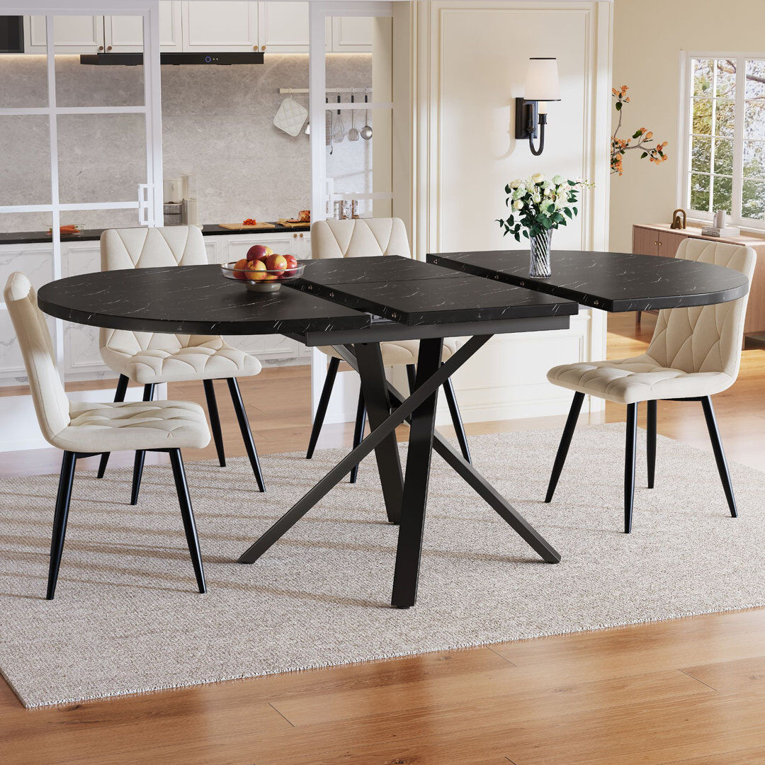 Rio Extendable Metal Base Dining Table Black
