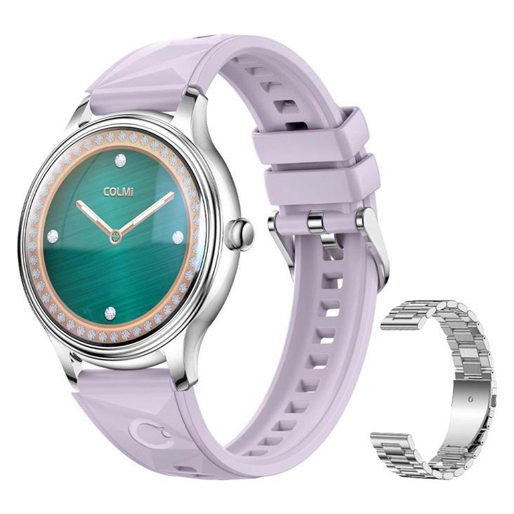 Colmi Smart Watch L28 (Silver-purple + silver steel strap) (ohne SIM) (L28 Silver-purple)