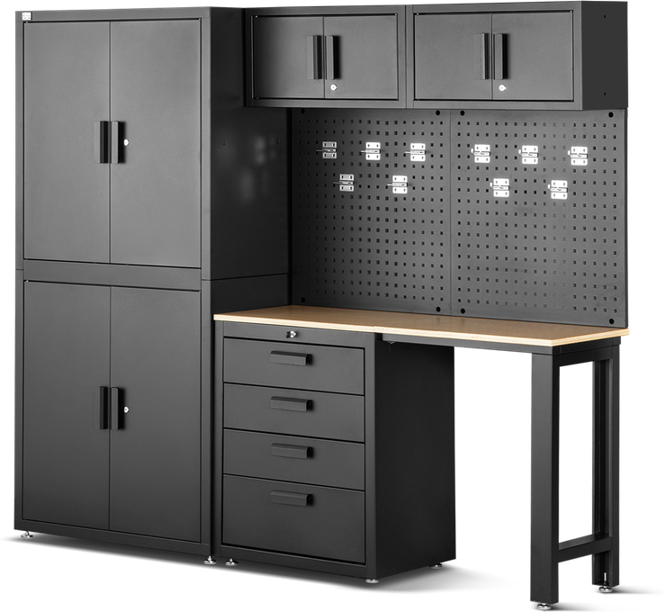 HBM Premium-Werkstattsystem, 8-teilig, Mattschwarz