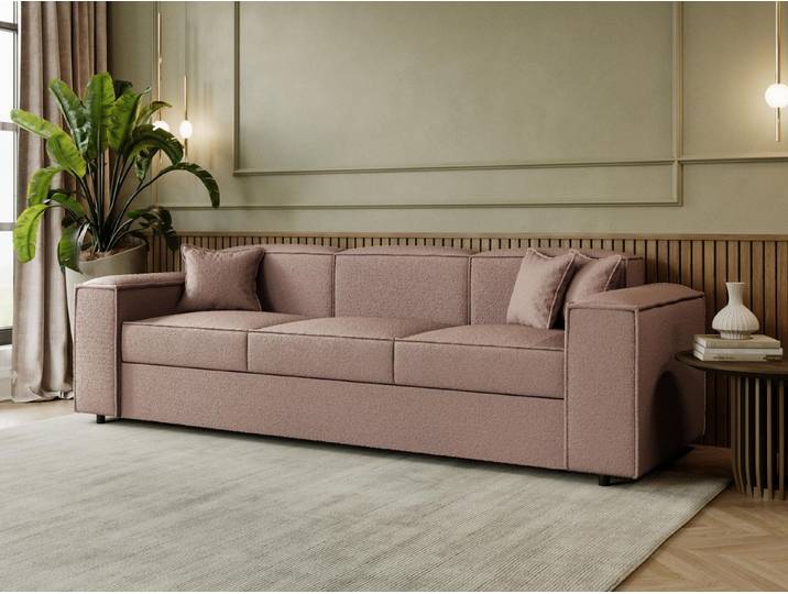 MIRJAN24 Schlafsofa Santos Boucle, mit Schlaffunktion, 252x88x79 cm, vier Dekokissen