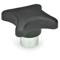 Kreuzgriffe, Thermoplast, mit vorstehender Stahl-Buchse (6335.2-80-M16-E)