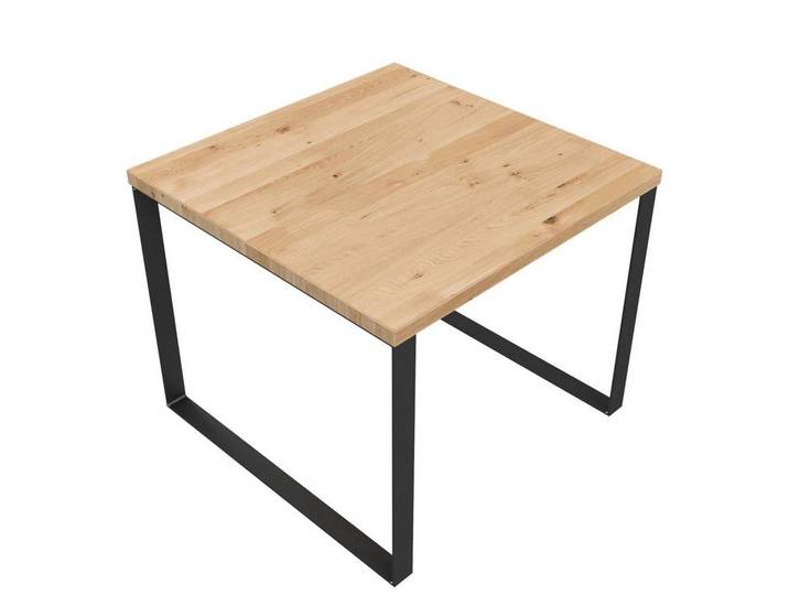KUNSTLOFT Couchtisch Alois 60x47x60 cm, handgefertigter Wohnzimmertisch aus Wildeiche und Metall