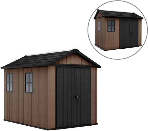 Keter Newton plus 759/975 - Gartenhaus -  Mit zweiflügeliger Tür und Fenstern - 230x287x246 cm