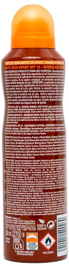 Babaria Bronceado Exprés aceite seco spray SPF15 200 ml