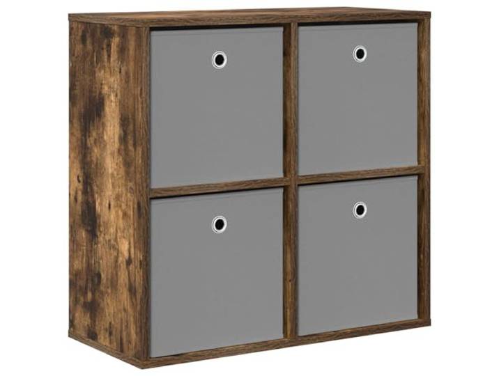 KPOTUERTU Sideboard Räuchereiche 68,5 x 32 x 67 cm Holzwerkstoff, stabile Regalböden, versenkte Griffe, für Wohnzimmer, Deko, Bücher
