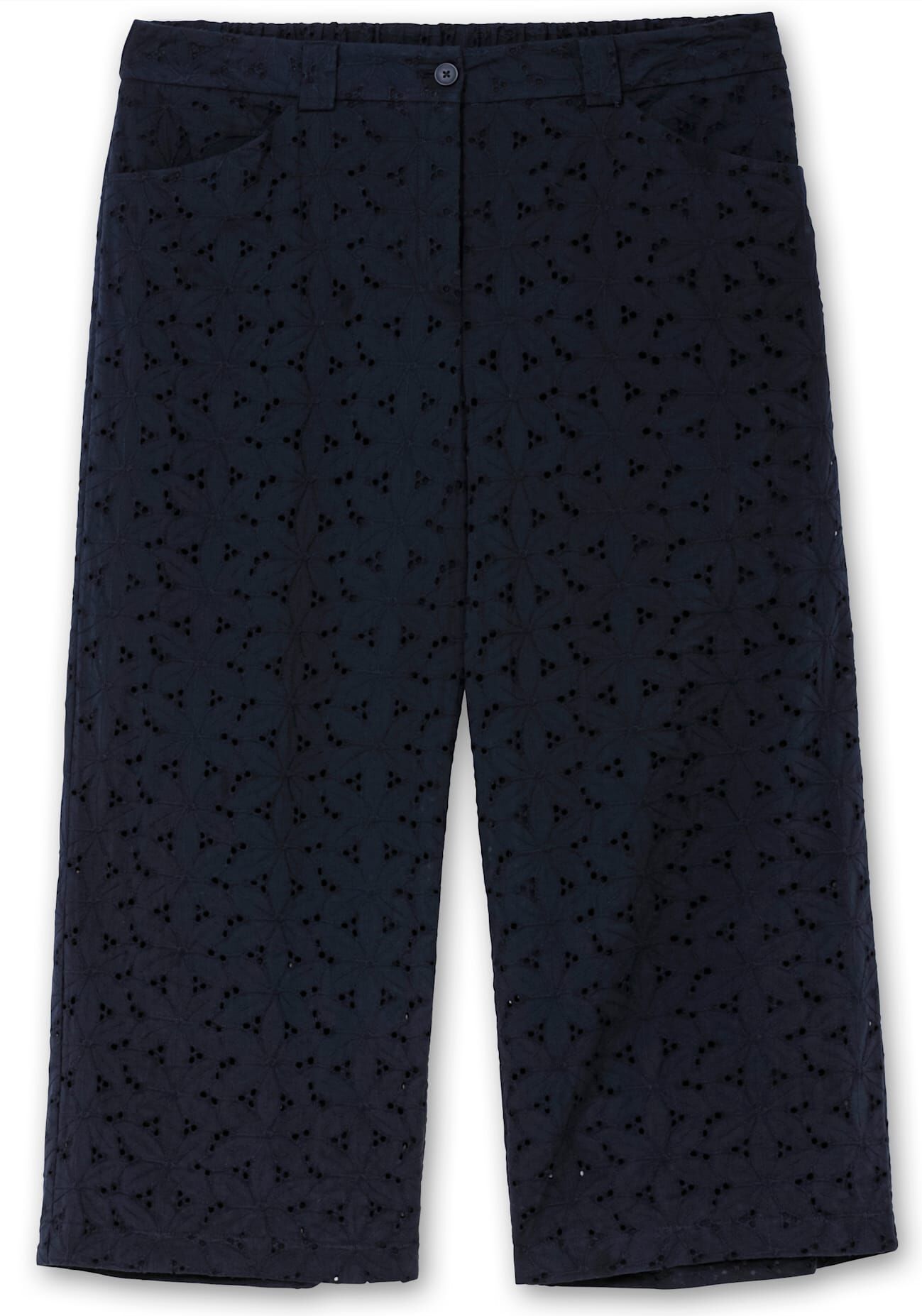 Culotte SHEEGO, Damen, Gr. 50, Normalgrössen, blau (tiefblau), 100% Baumwolle, unifarben, Hosen Culotte tiefblau 50, Normalgrössen