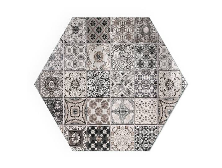 Tulup Kaminbodenplatte h40 cm - Dekorative Fliesenmuster, Schwarz, Glas, Sechseckig, 40x40x0.4 cm, Elektrogeräte, Heizgeräte, Elektrokamine