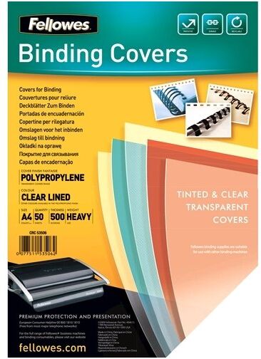 Fellowes Binding Covers A4, Transparent, 500 Mic