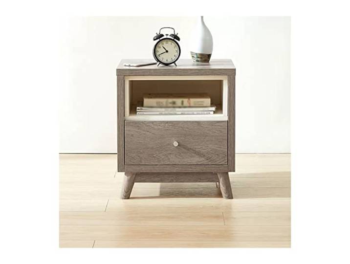 YANG11FAN Vielseitig Grauer Nachttisch aus Holz, moderner Mit Schublade for Schlafzimmer, Wohnzimmer