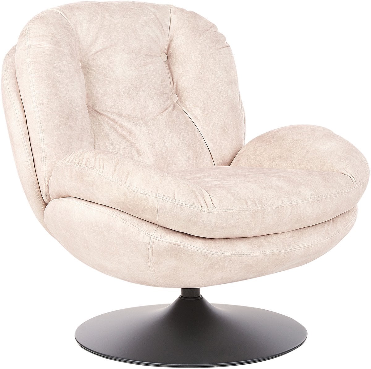 Nolvik Fluwelen Draaifauteuil in Lichtbeige met Vintage Mid-Century Stijl