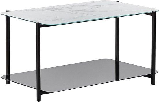 Moderne Rechthoekige Salontafel Marmerlook Wit en Zwart