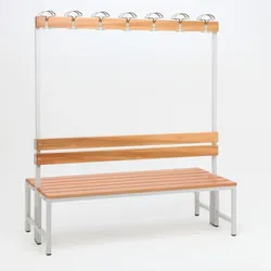 Garderobenbank mit Haken 2-seitig 2 Sitzbänke mit Schuhrost HxBxT 170x150x60cm Marke SZAGATO | Umkleidebank Umkleide Sitzbank Garderobe mit Sitzbank