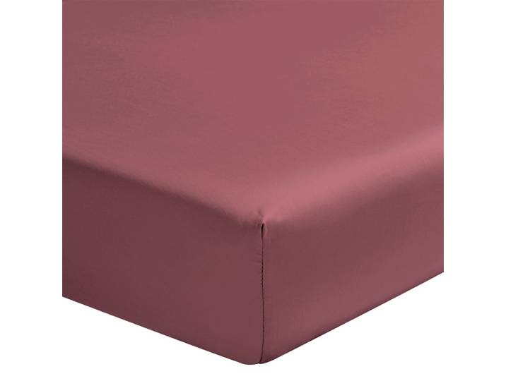 Drap housse uni en satin de coton bio rouge 90x200