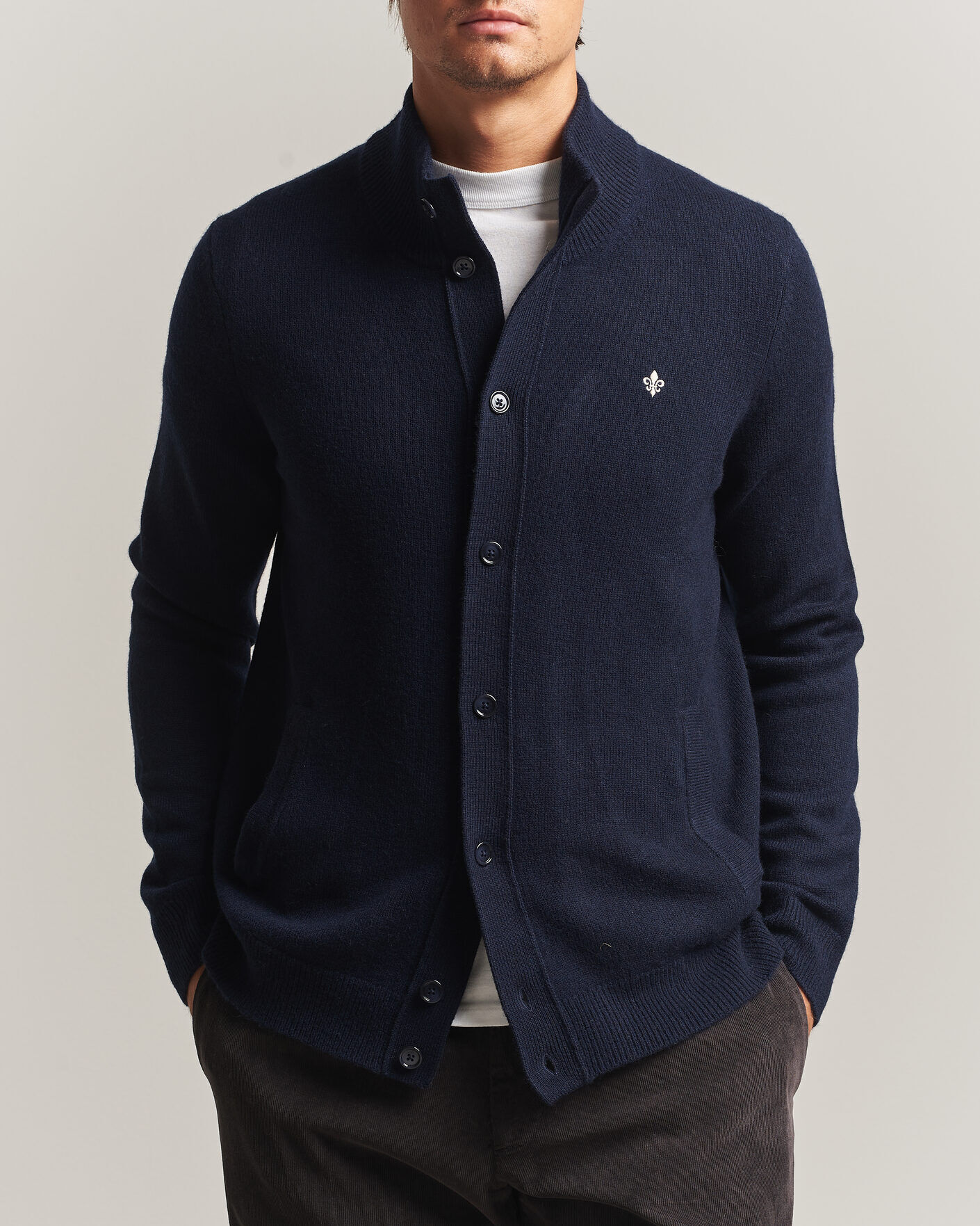 Morris Hertford Button Cardigan Navy men M Blå