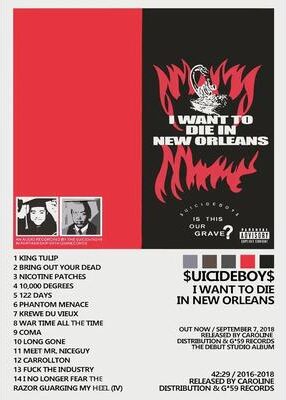 Uplift Essentials Suicideboy Album Poster High Definition Vintage Rap Canvas Wall Art style 12 20x28 In