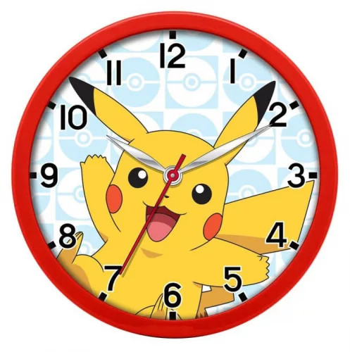Pokemon Pikachu wandklok voor kinderen, analoog, 25 cm