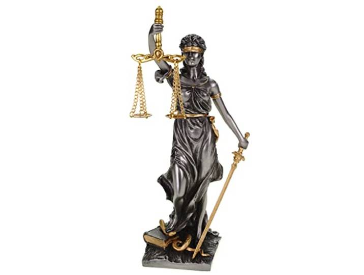Veronese by Joh. Vogler GmbH beeldje van Justitia, de Romeinse godin van de gerechtigheid, 21 cm, goud/zilverkleurig sculptuur advocaat recht wet
