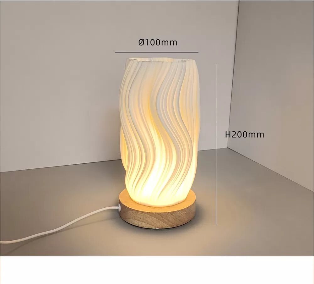 INF Dimmbare USB-Tischleuchte mit Holzfuß - Nachttischlampe im nordischen Stil