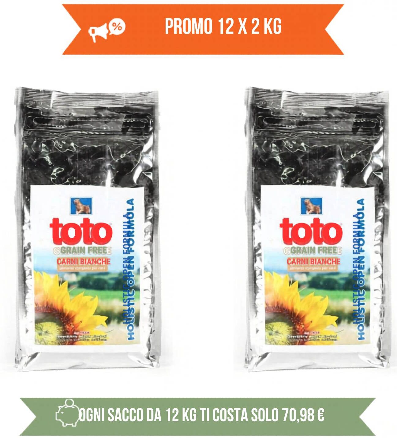 Toto PROMO 2 x 12 Kg Carni Bianche per Cani (€ 70,98 A SACCO)