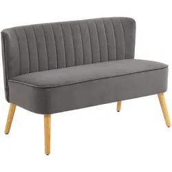 2-SITZER Sofa Zweisitzer, Loveseat mit Leinenoptik, Doppelsofa mit Holzbeine