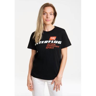 T-Shirt LOGOSHIRT "Interflug DDR", Damen, Gr. XS, schwarz, 100% Baumwolle, bedruckt, normal, Rundhals, Shirts T-Shirt, mit lizenziertem Print