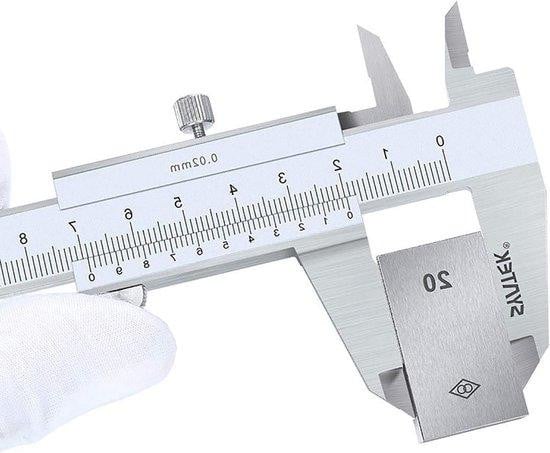 Schuifmaat Zilver 0-200mm voor Precisie metingen en Dieptemetingen