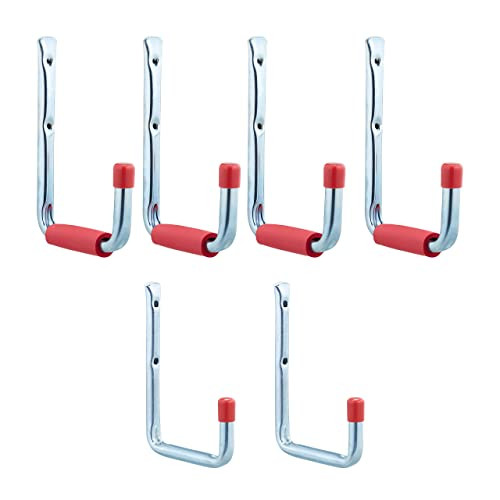 Relaxdays 18-delige wandhaken set van gegalvaniseerd staal, zilver-rood, tot 17,5 kg