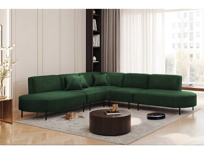 Fun Möbel Ecksofa Sofa VALENCIA Seite universal, Rundumbezug