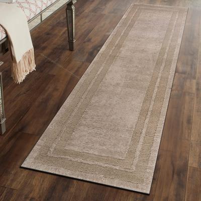 World Rug Gallery Solid Framed Border Power Loomed Soft Shag High-Low Indoor Area Rug