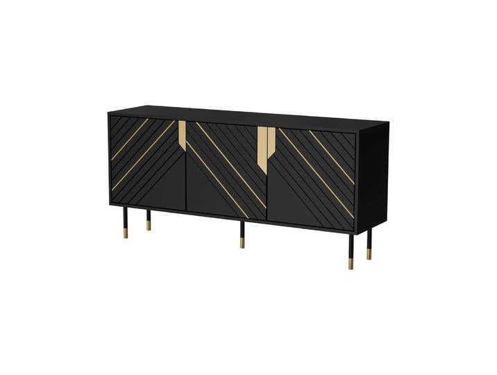Buffet en bois noir 154x40x72 cm