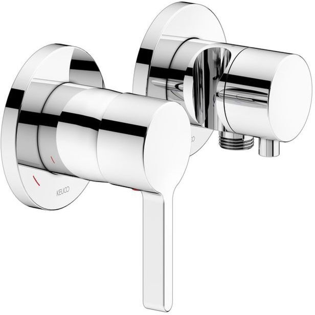 Keuco Edition 400 Brausearmatur 51551011221 chrom, für 2 Verbraucher, Unterputzarmatur, mit Wandanschlußbogen und Brausehalter